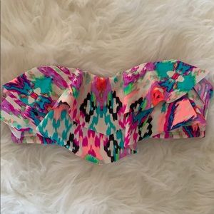 Colorful Ruffle Strapless Bikini Top